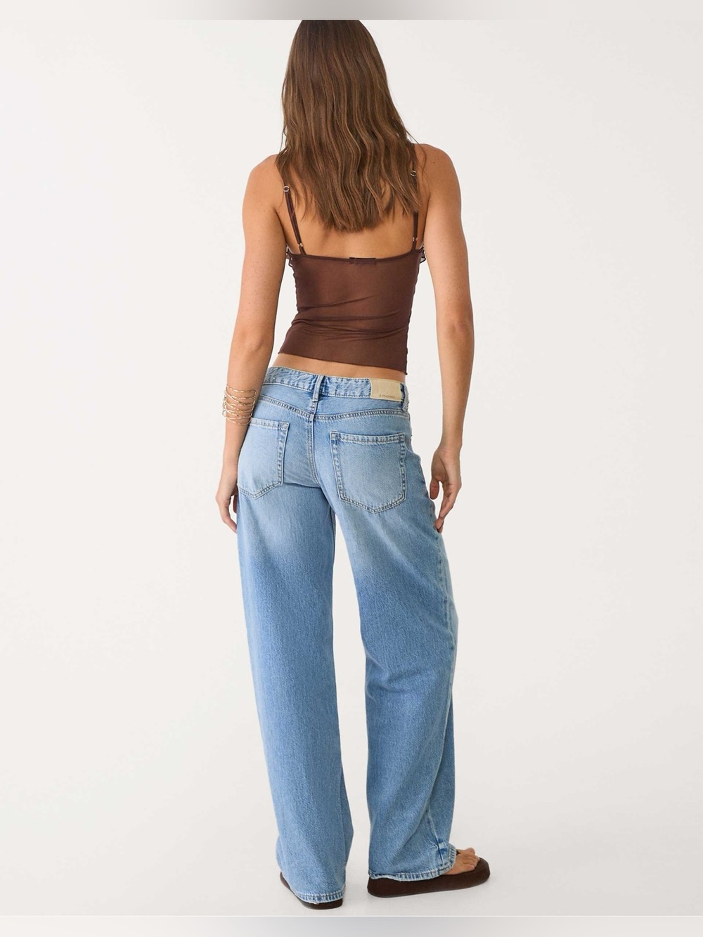Stradivarius D91 low wide leg jeans in light blue - Picture 3 of 5
